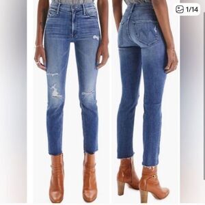 Mother The Mid Rise Dazzler Ankle Fray Jean Weekend Warrior Distressed 27